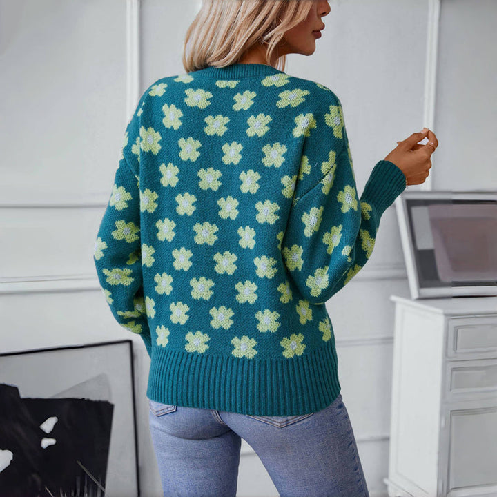 Lily – Casual Floral Knit Jumper